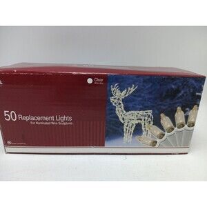 50 Clear Christmas Replacement Bulbs for Wire Frame Xmas Sculptures NIB